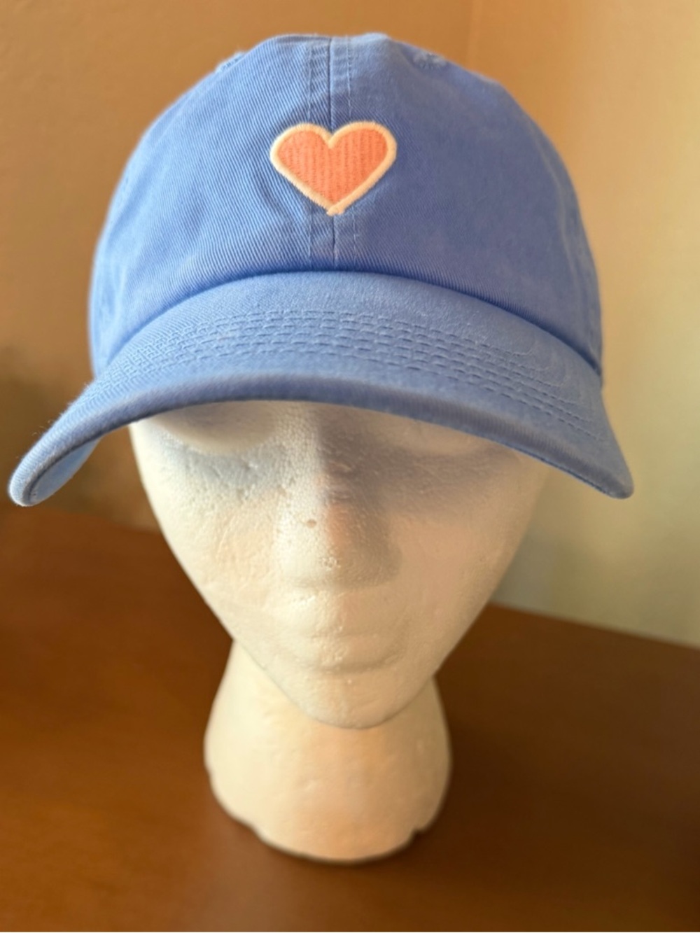 Life Is Good Bright Blue Ladies Cap with Peachy Pink Heart Patch